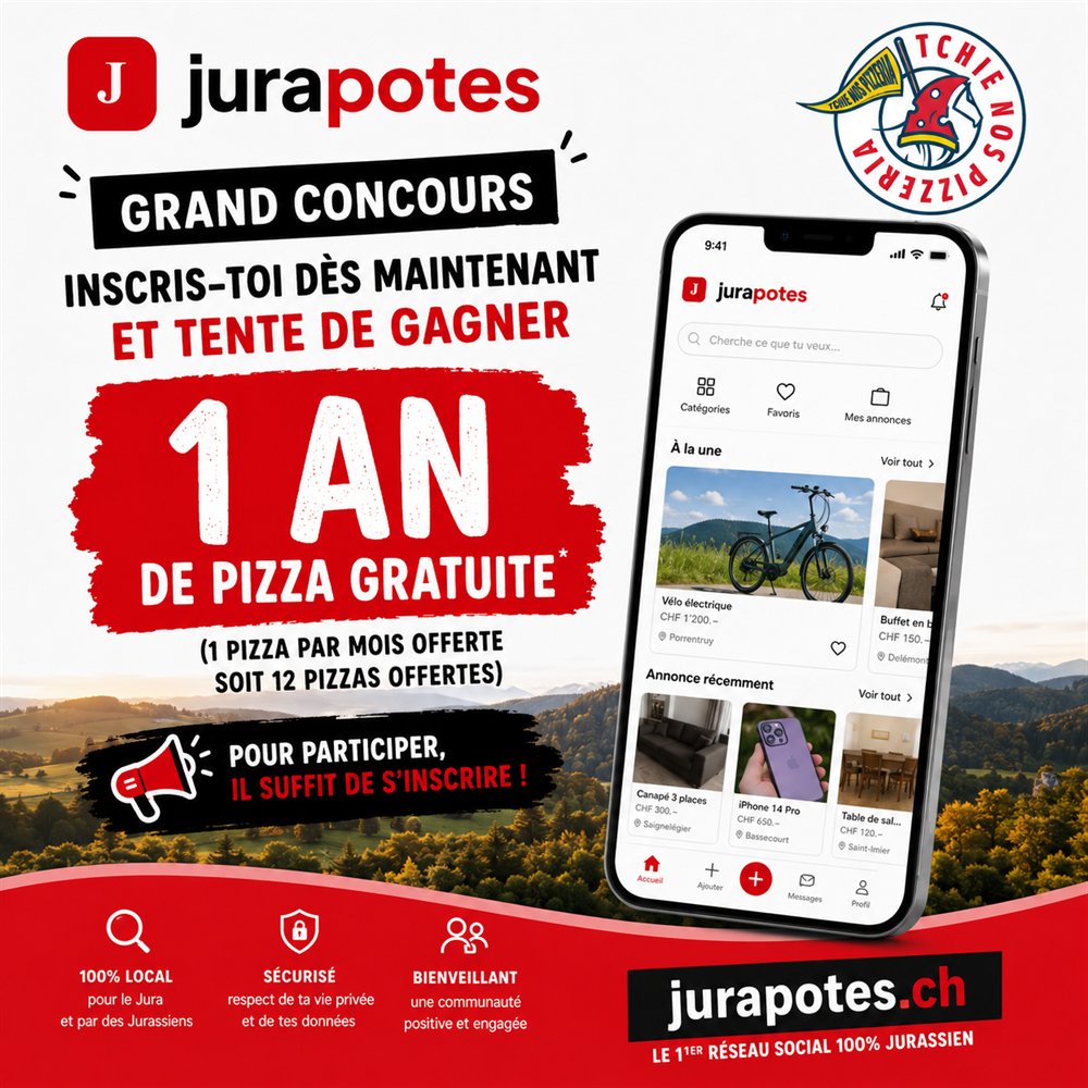 Grand concours Jurapotes : gagne 1 an de pizza gratuite — inscris-toi pour participer
